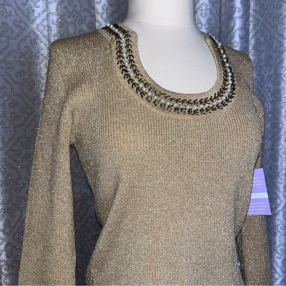 Cable & Gauge Gold metallic sweater